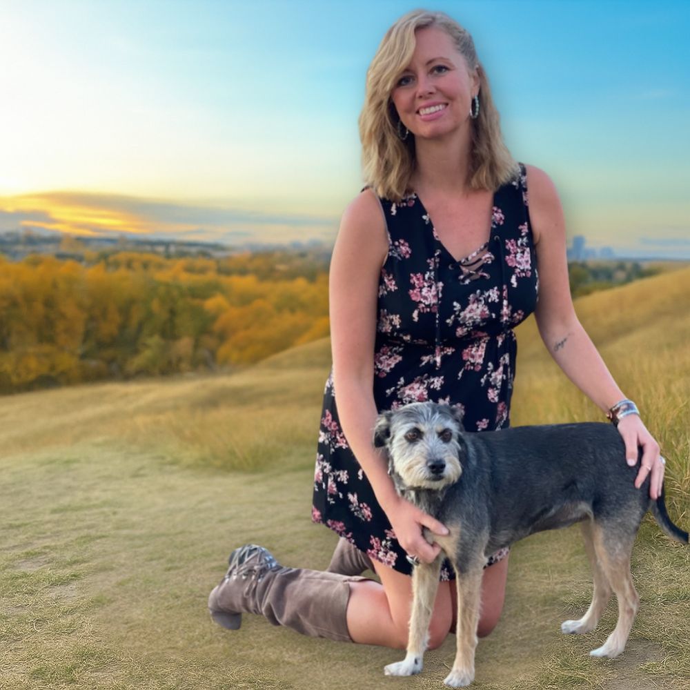 Amanda hiking with her dog