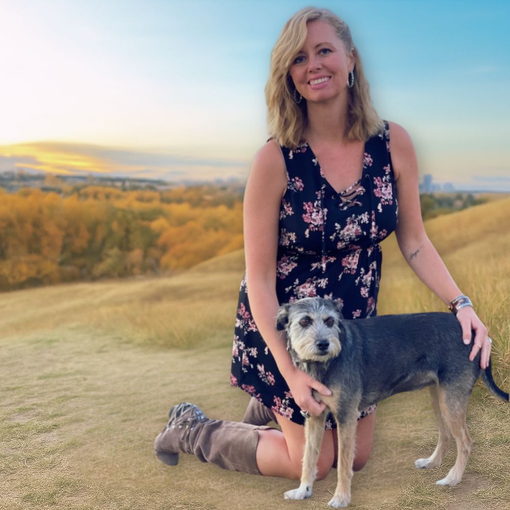Amanda hiking with her dog